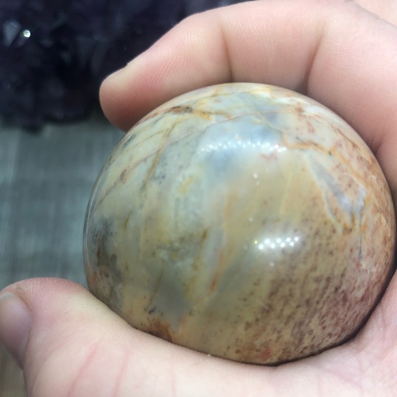Polychrome jasper crystal egg meditation w/ stand - Picture 5 of 6